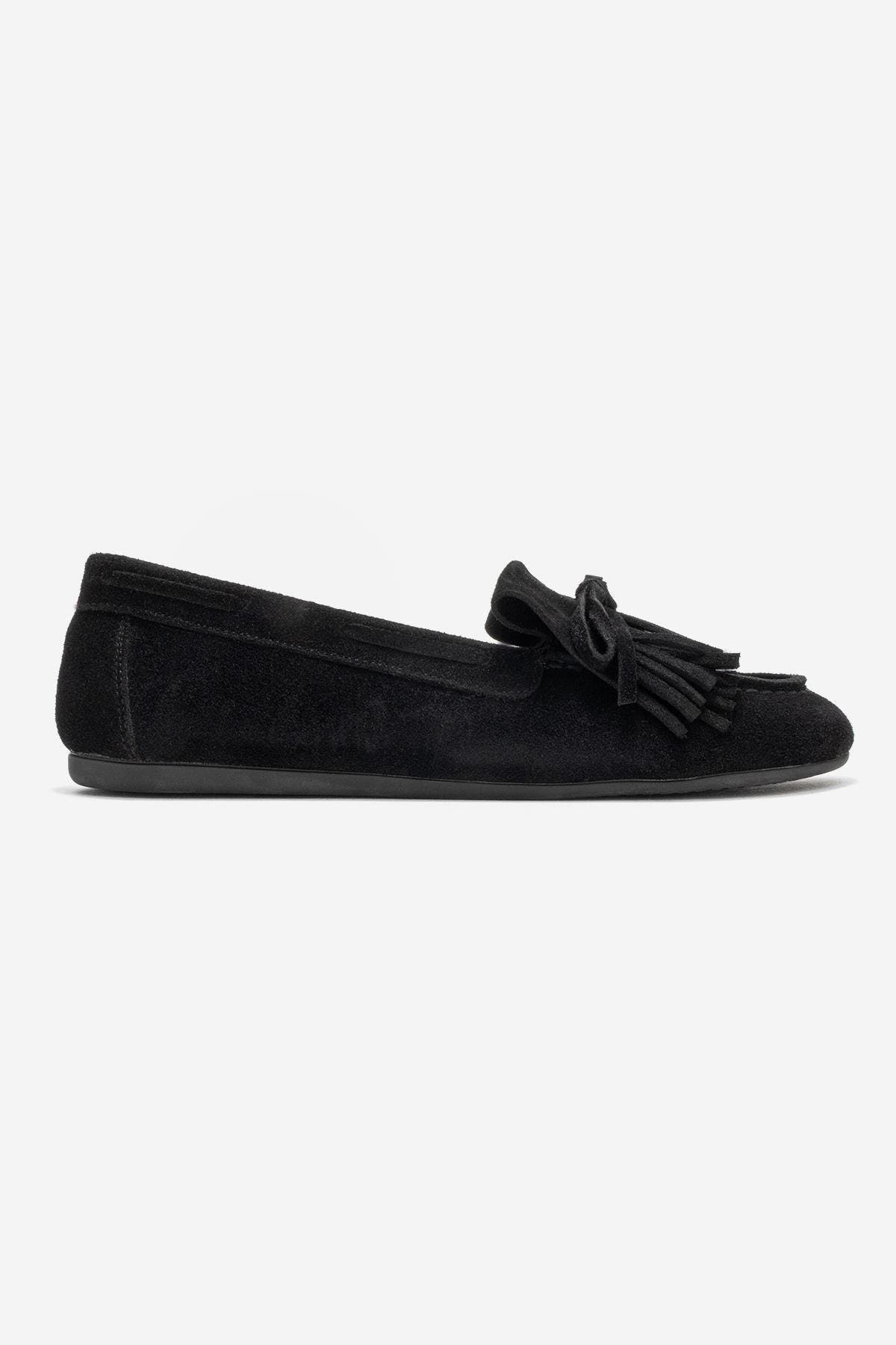 Forever & Always Shoes Axeli Leather Tassel Loafer, Alternate, color, Black Suede Leather