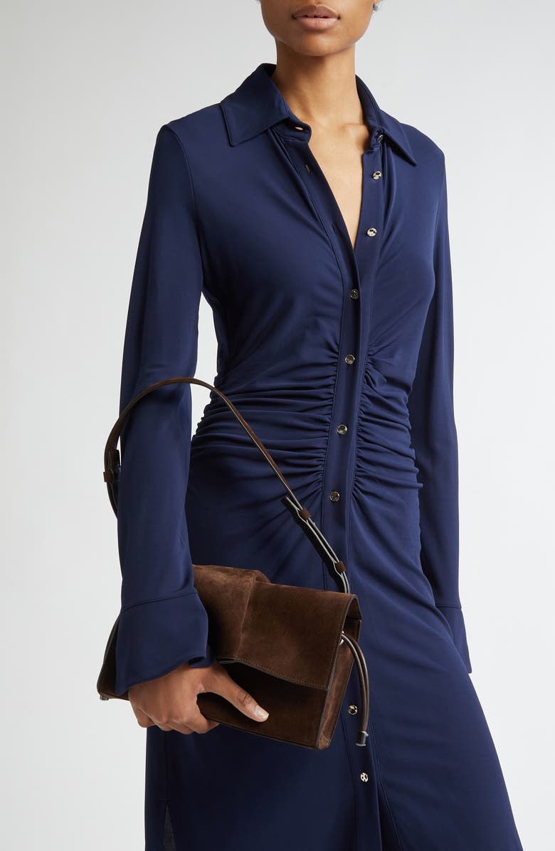 Christian Louboutin Small Baggy Suede Shoulder Bag, Alternate, color, Cosme