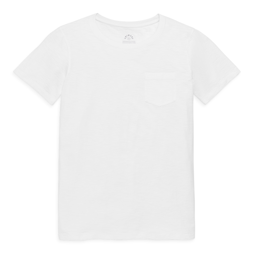 Primary Adult Slub Pocket Tee In White