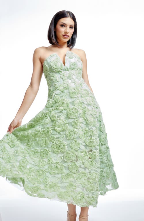 DRESS THE POPULATION DRESS THE POPULATION BRIELLA ROSETTE STRAPLESS FIT & FLARE DRESS 