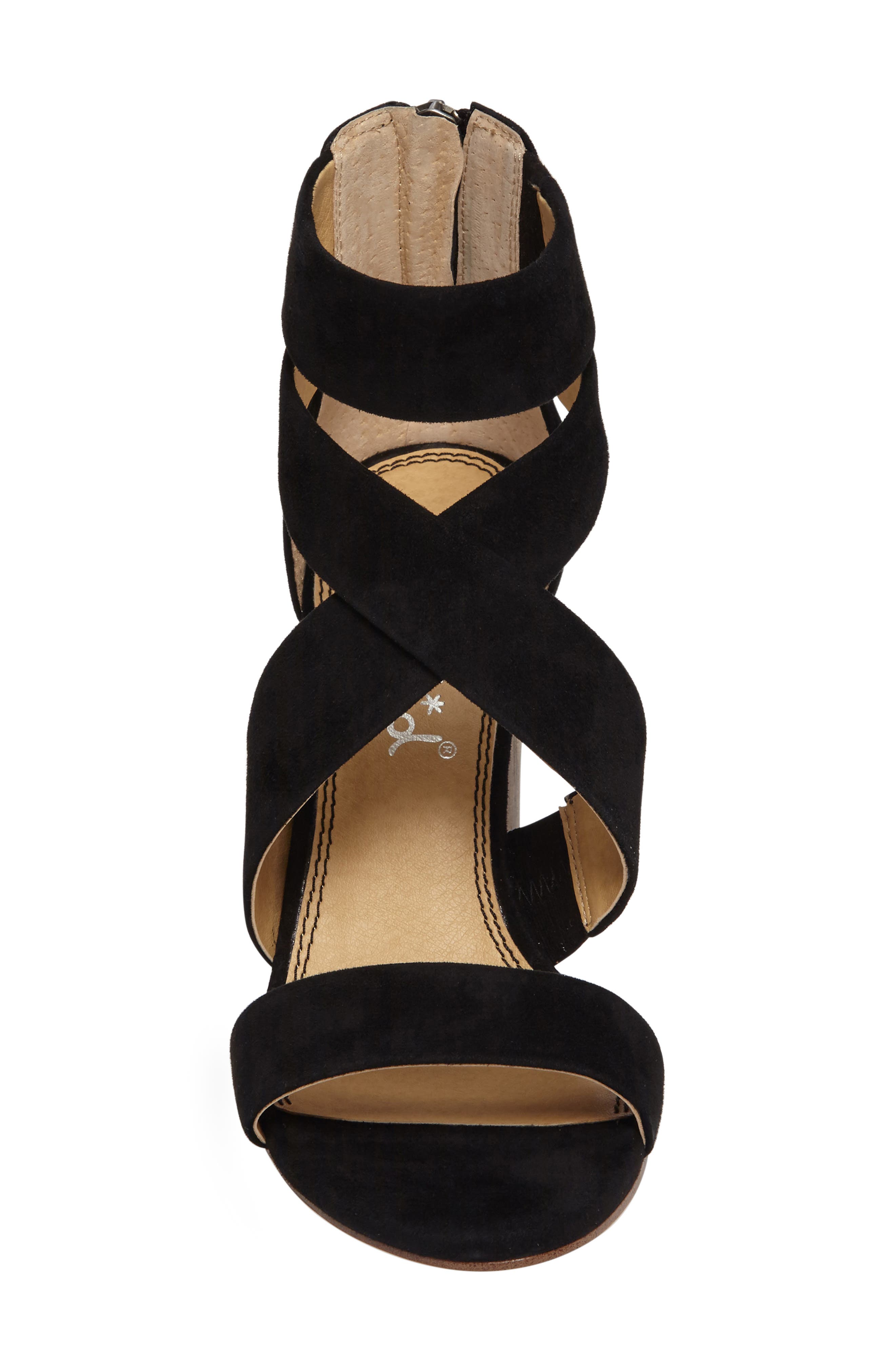 Jara Statement Heel Sandal, Alternate, color, BLACK SUEDE