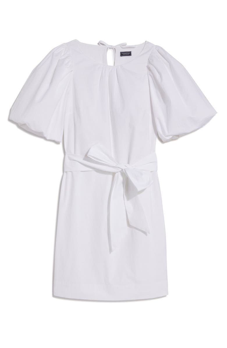 vineyard vines Puff Sleeve Stretch Poplin Belted Shift Dress, Main, color, 