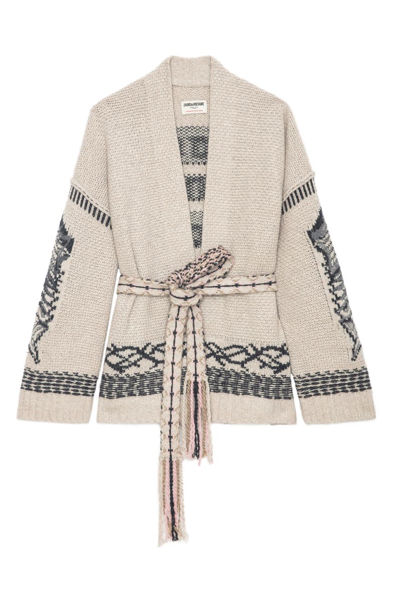 Zadig & Voltaire LC R&R Tie Belt Merino Wool Blend Sweater, Alternate, color, 