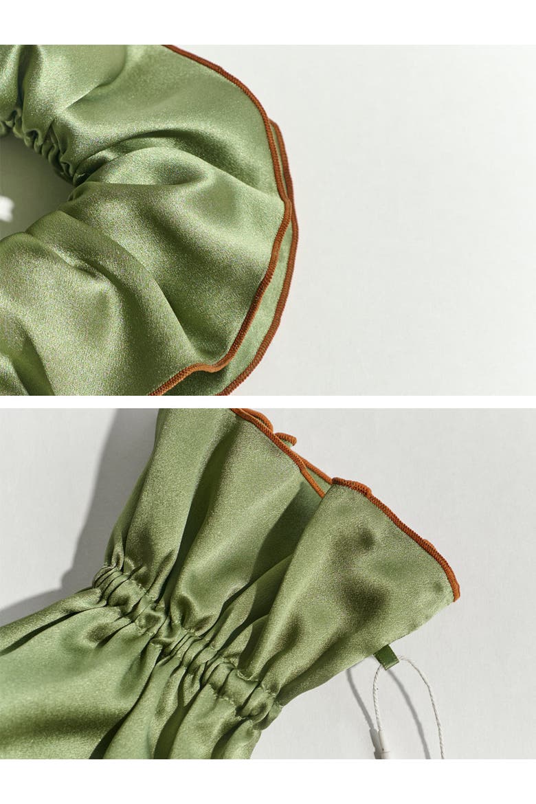 "Maxi Flower" Double-Layer Oversized Silk Scrunchie, Alternate, color, Martini Olive