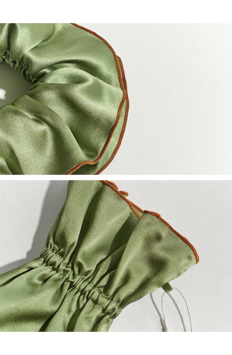 Lost Pattern NYC "Maxi Flower" Double-Layer Oversized Silk Scrunchie, Alternate, color, Martini Olive
