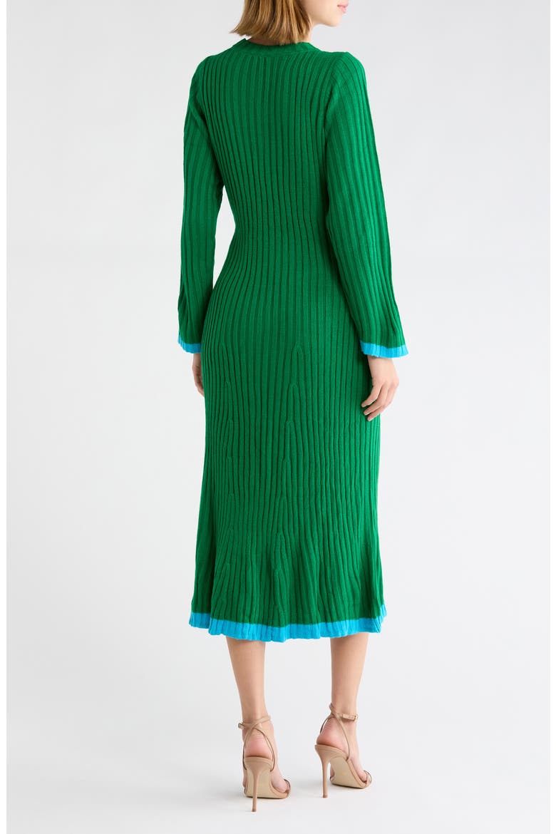 Kamala Long Sleeve Rib Knit Midi Dress, Alternate, color, KELLY-GREEN