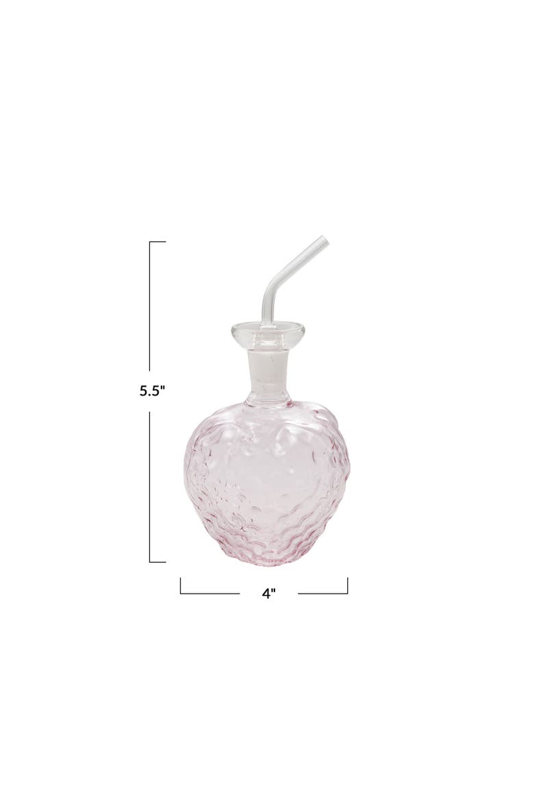 Glass Strawberry Shaped Oil Cruet with Stopper, Alternate, color, Pink