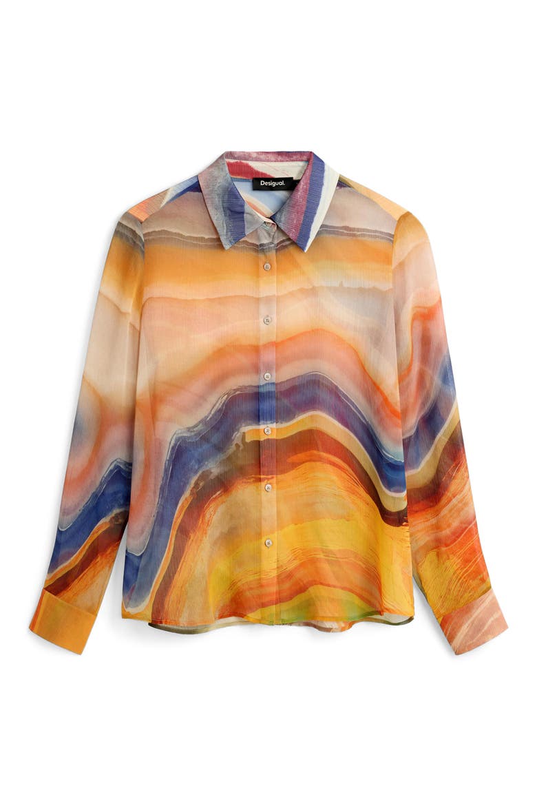 Long Sleeve Abstract Button-Up Shirt, Alternate, color, MULTI