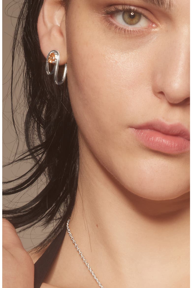 Vera Hoop Earrings, Alternate, color, SILVER/PEACH