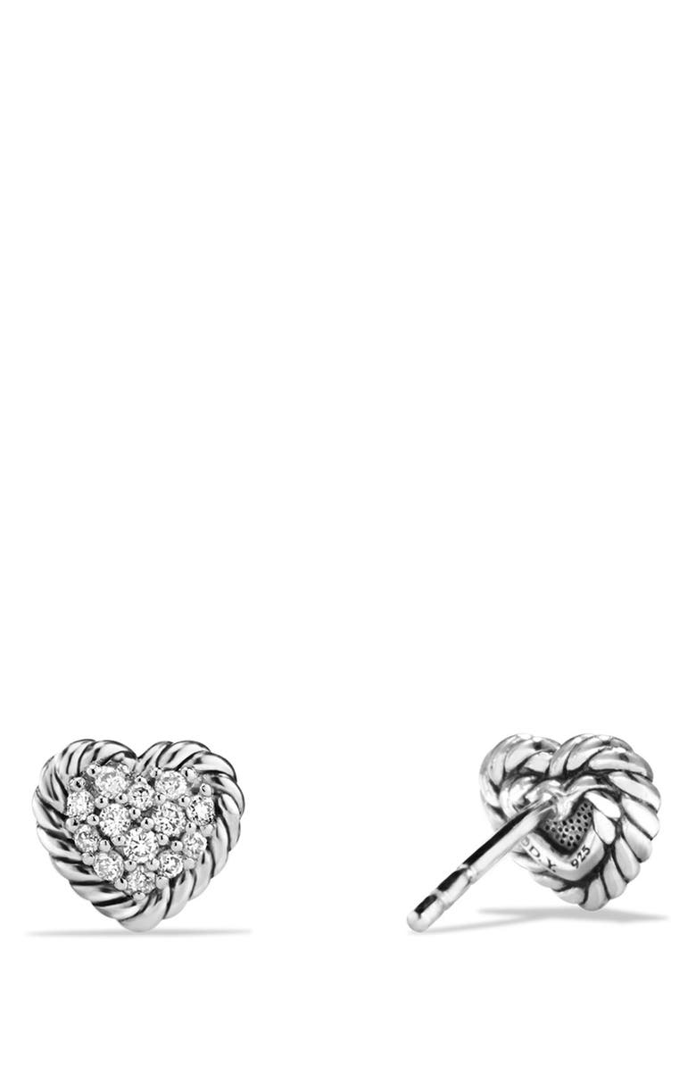 David Yurman 'Châtelaine' Heart Earrings with Diamonds, Alternate, color, 