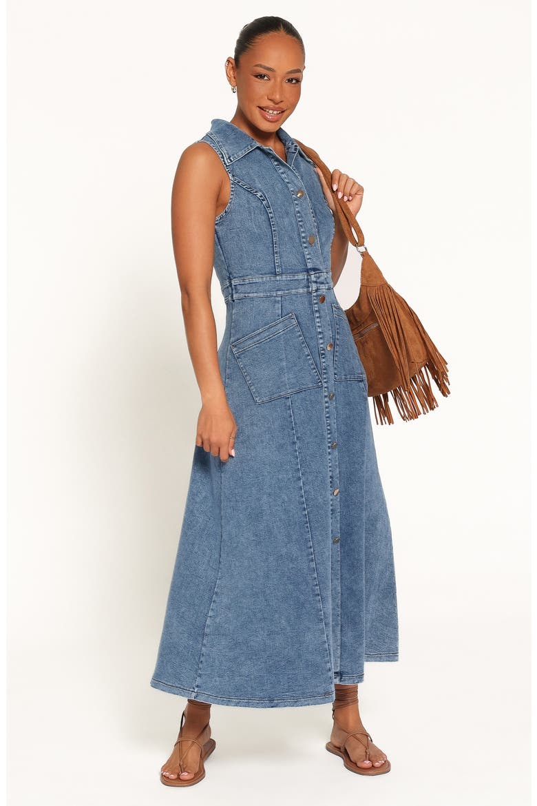 Jye Sleeveless Denim Maxi Dress, Alternate, color, MED DENIM
