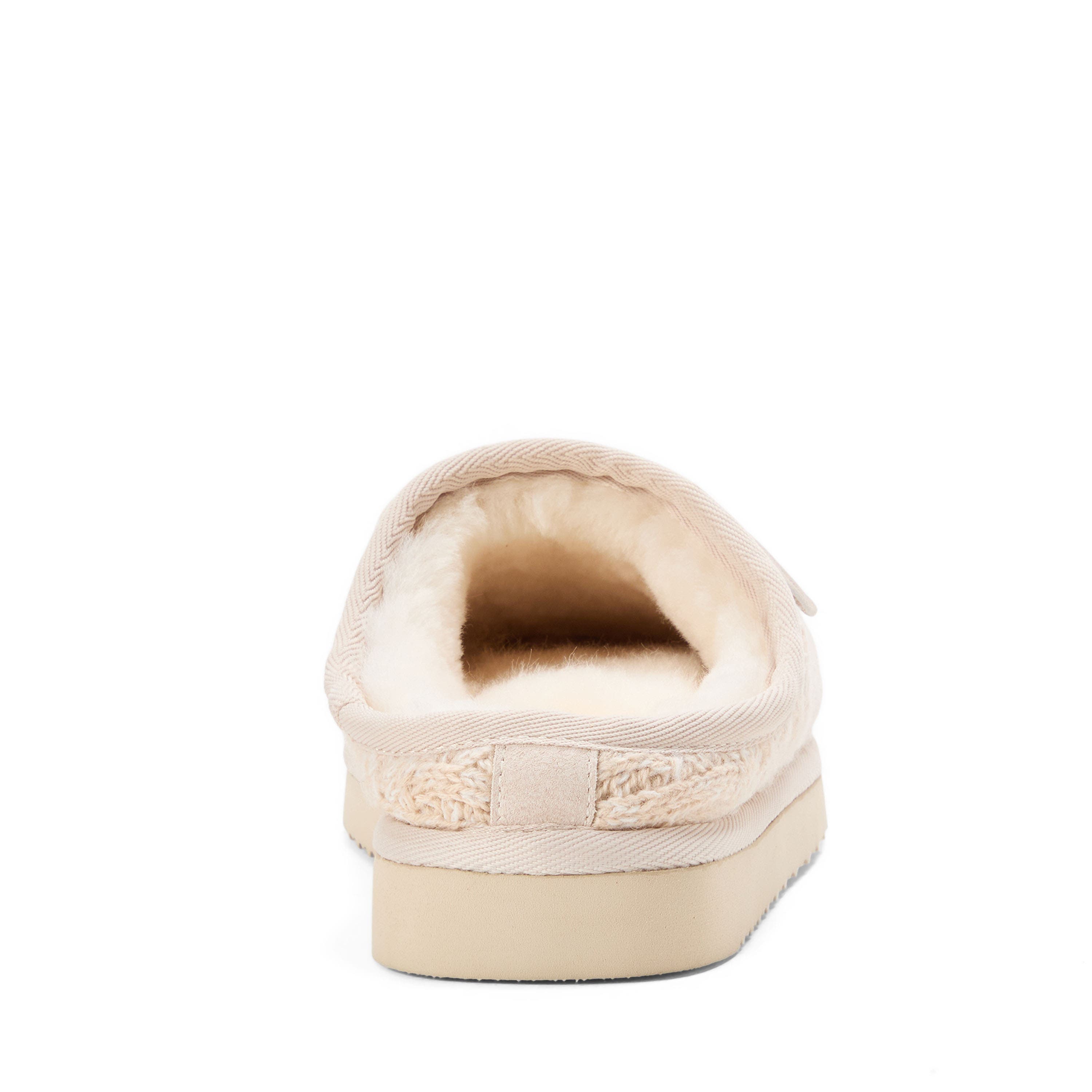 DEARFOAMS Fireside Greta Genuine Shearling Knit Clog Slipper, Alternate, color, Bone