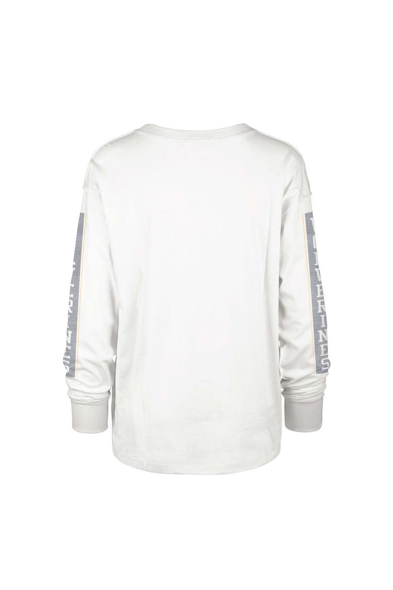 Women's '47 White Michigan Wolverines Statement SOA 3-Hit Long Sleeve T-Shirt, Alternate, color, White