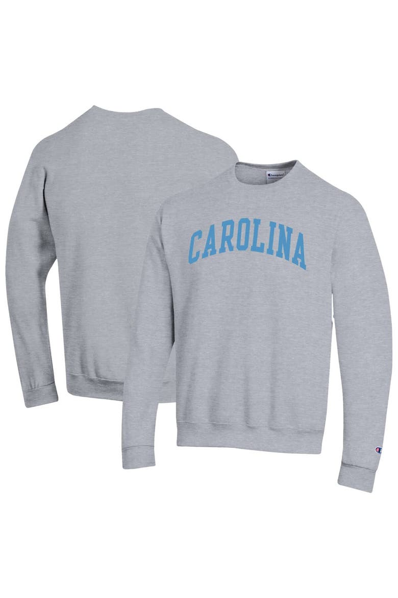 Men's Champion  Heather Gray North Carolina Tar Heels Basic Arch Fleece Pullover Sweatshirt, Alternate, color, Heather Gray