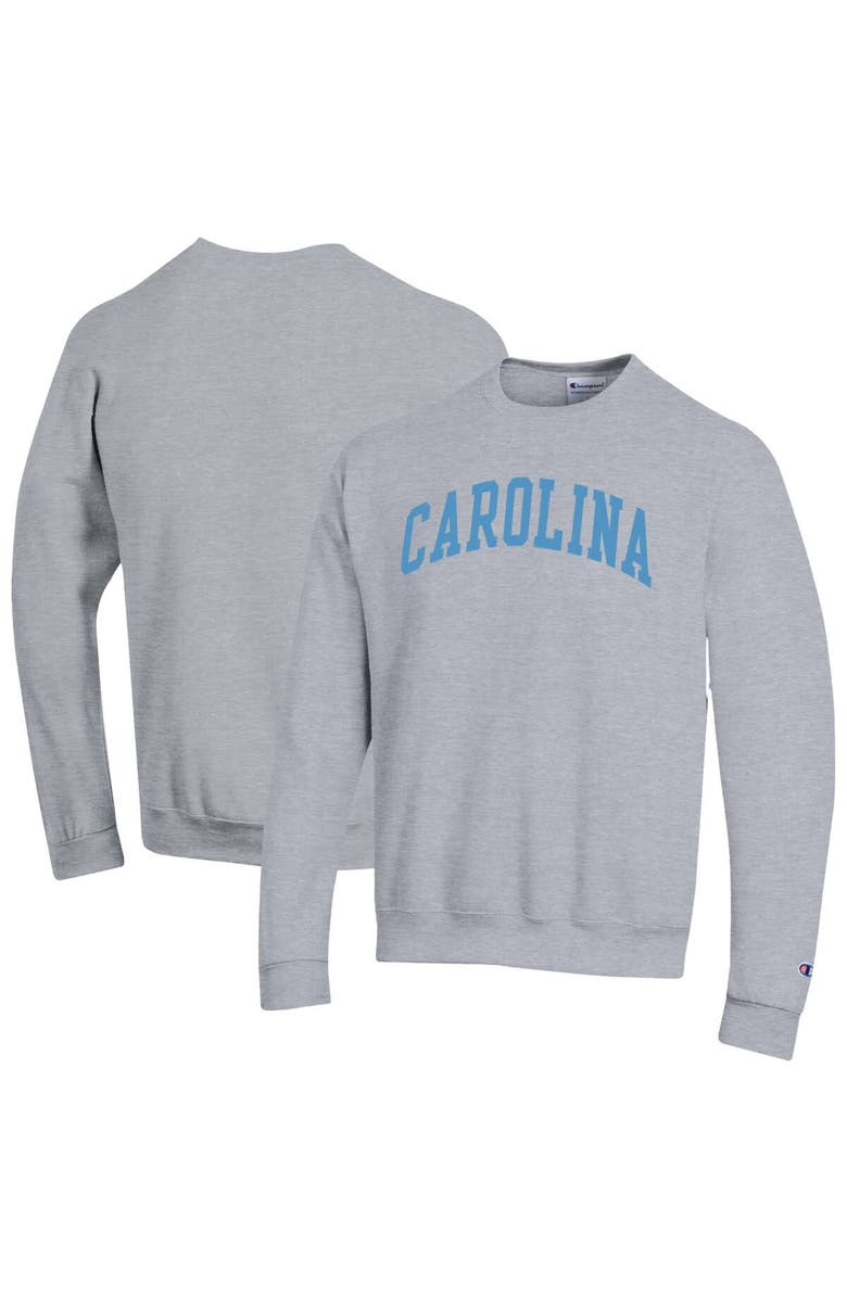 Champion Men's Champion Heather Gray North Carolina Tar Heels Basic Arch Fleece Pullover Sweatshirt, Alternate, color, Heather Gray