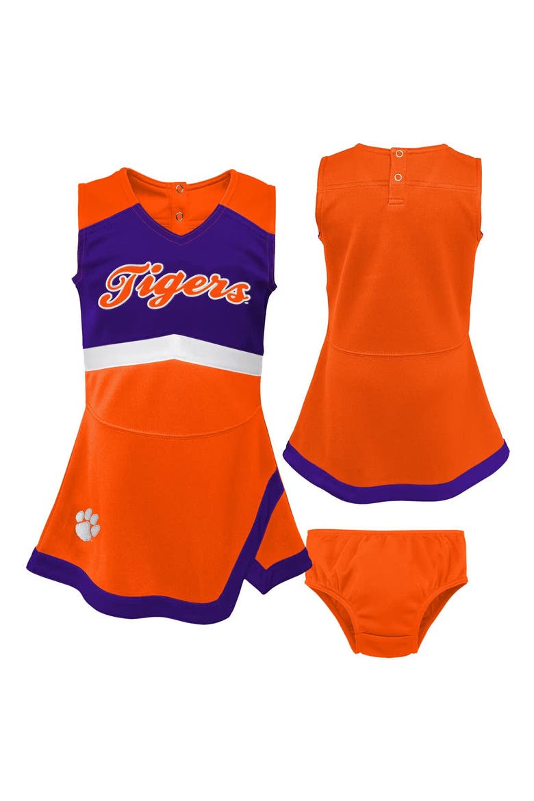 Girls Preschool Orange Clemson Tigers Two-Piece Cheer Captain Jumper Dress & Bloomers Set, Main, color, Orange