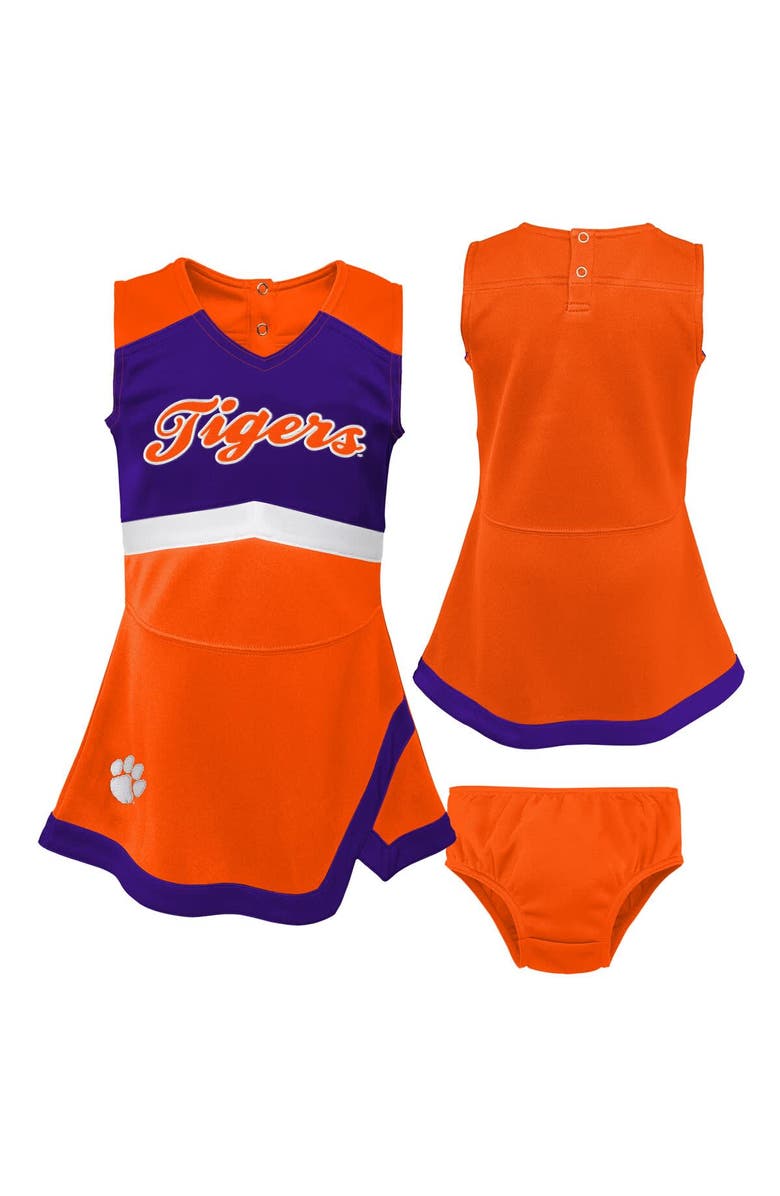 Outerstuff Girls Preschool Orange Clemson Tigers Two-Piece Cheer Captain Jumper Dress & Bloomers Set, Main, color, Orange