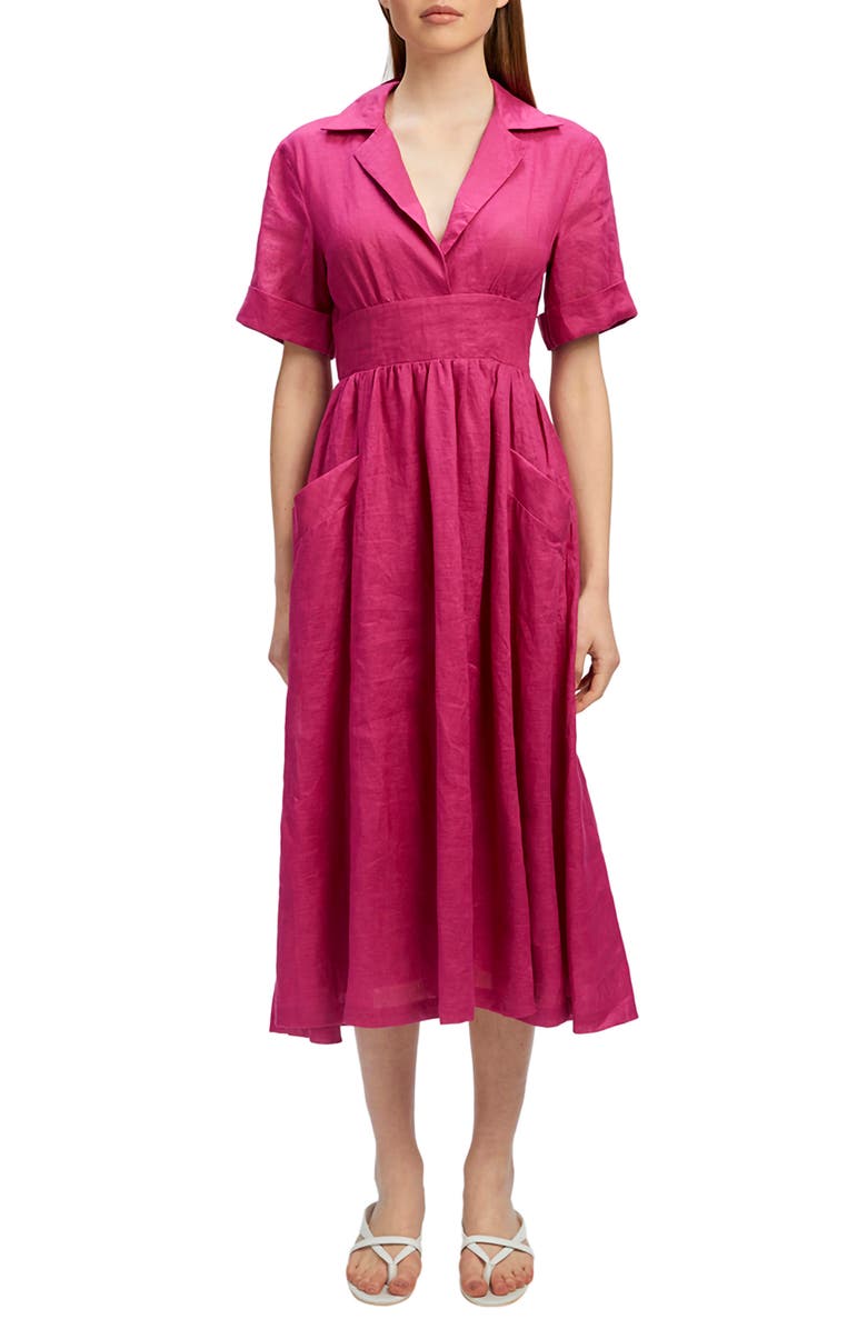 Bardot Hazel Linen Midi Shirtdress, Main, color, 