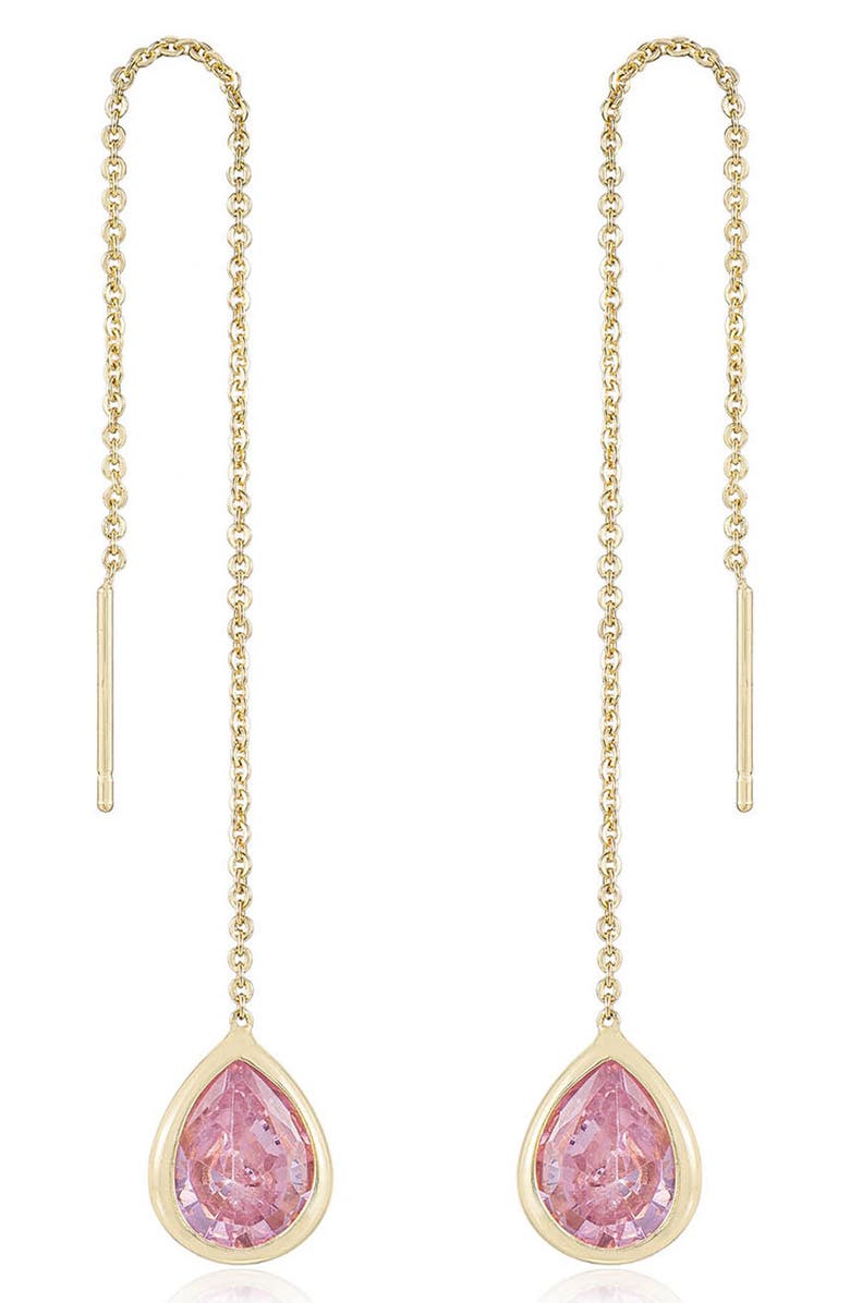 Ettika Cubic Zirconia Threader Earrings, Alternate, color, Pink