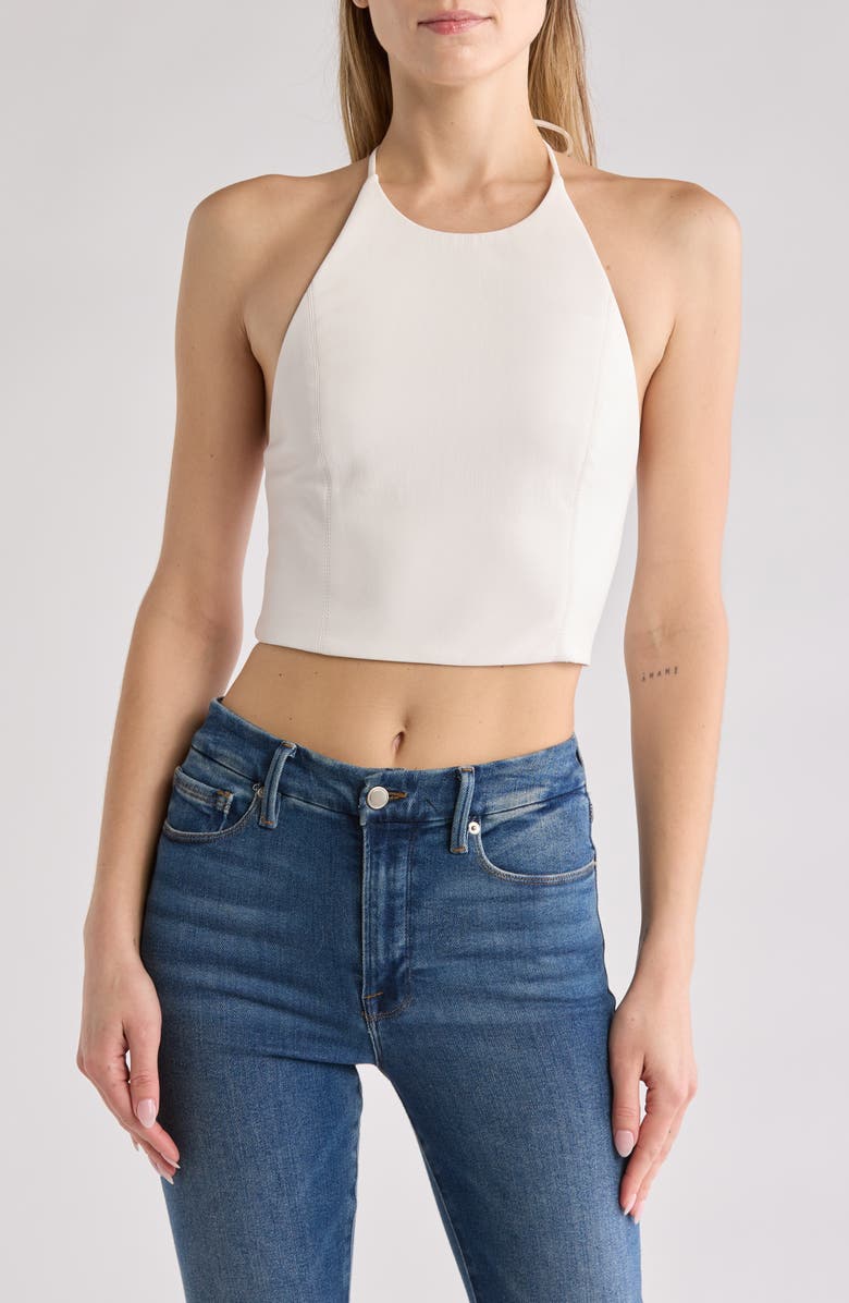 Alice + Olivia Jayme Faux Leather Halter Top, Main, color,