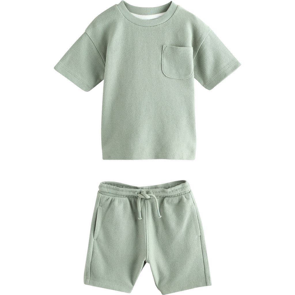 Next Kids' Textured Cotton Knit Pocket T-shirt & Shorts Set
