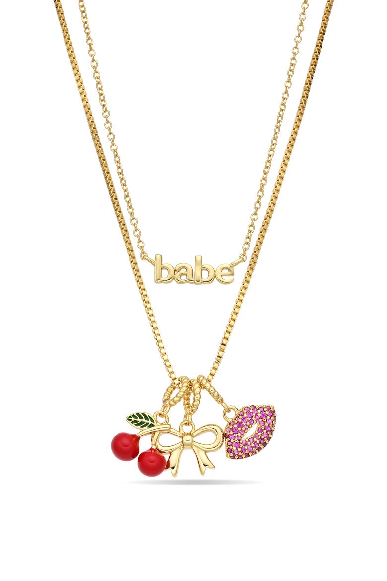 Melody Layered Charm Necklace, Main, color, GOLD