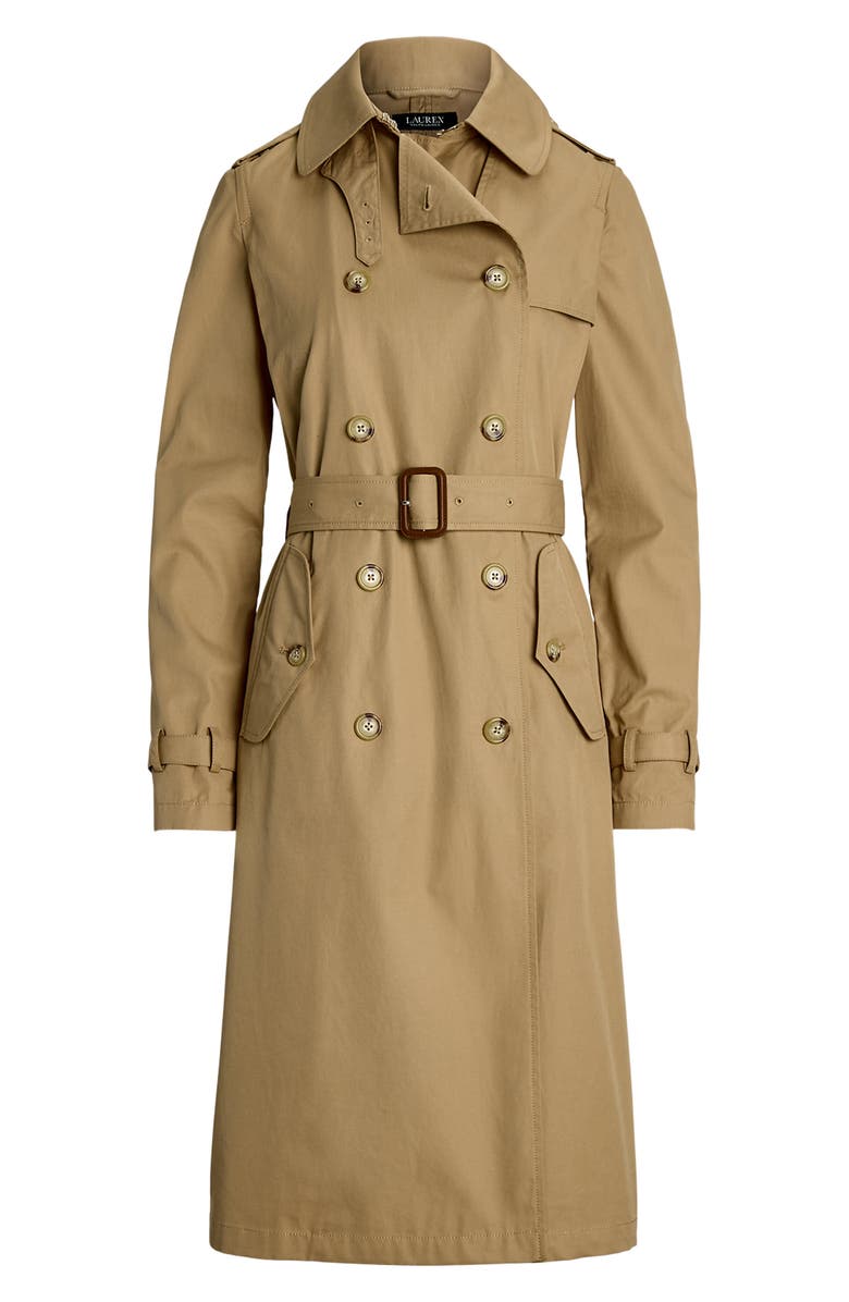 Lauren Ralph Lauren Water Repellent Belted Twill Trench Trench Coat, Alternate, color,