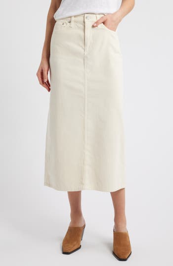 Rag & Bone Gillian Corduroy Midi Skirt In Neutral