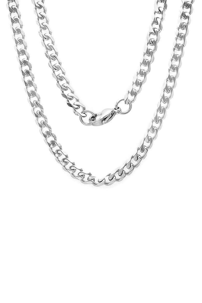 Men's 18k Gold Plated Cuban Chain Necklace, Main, color, SILVER