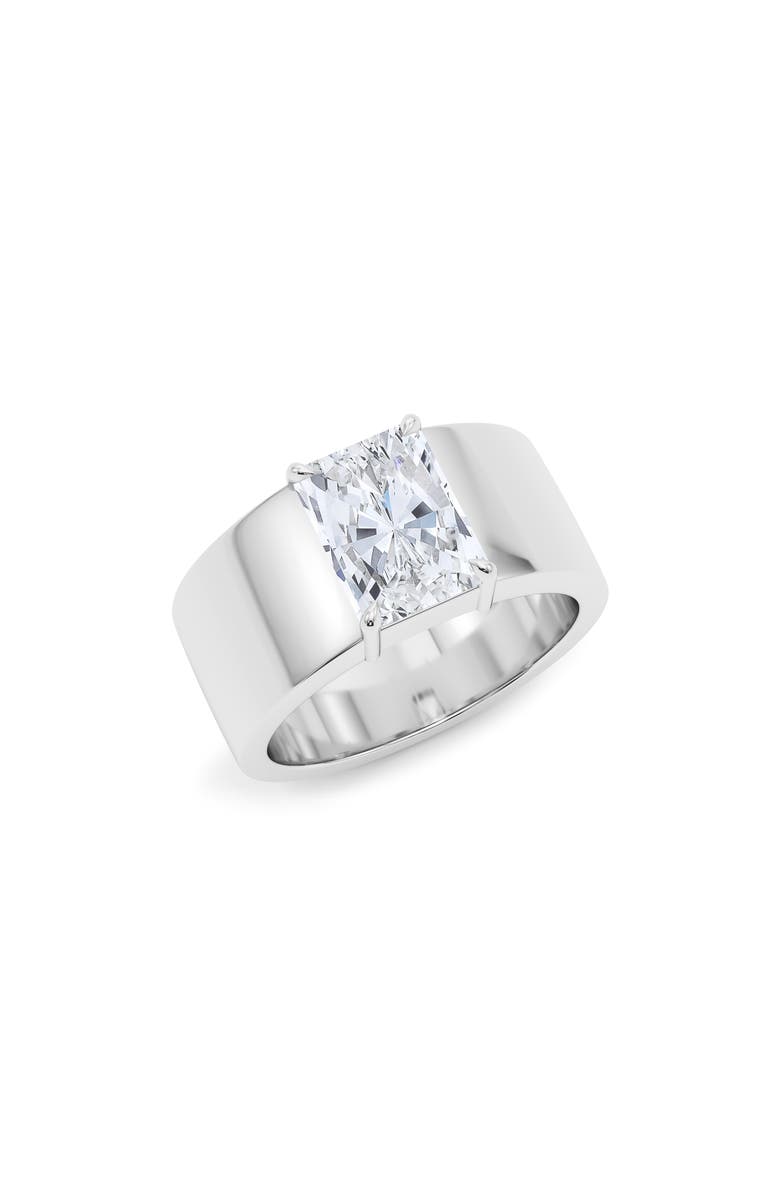 HauteCarat Radiant Cut Cigar Lab Created Diamond Ring, Main, color, 2.00Ctw 18K White Gold