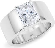 HauteCarat Radiant Cut Cigar Lab Created Diamond Ring