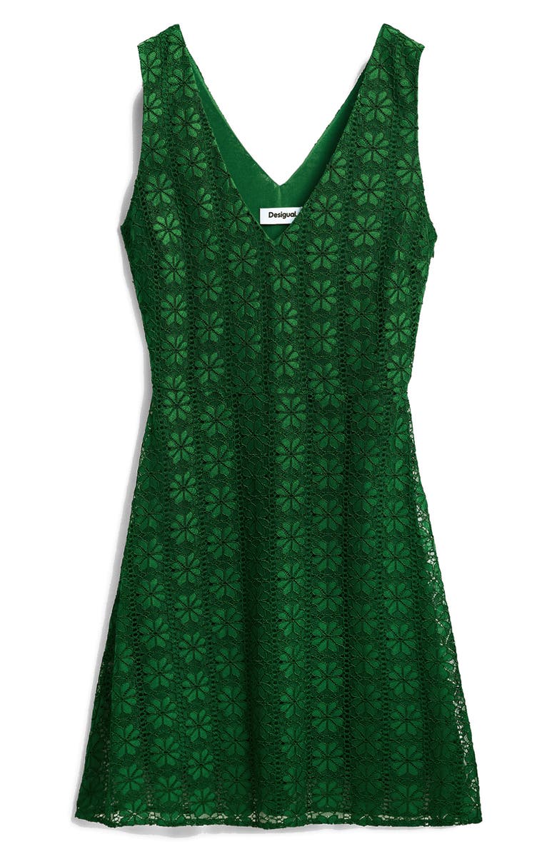 Desigual Floral Lace Sleeveless Minidress, Alternate, color, Green