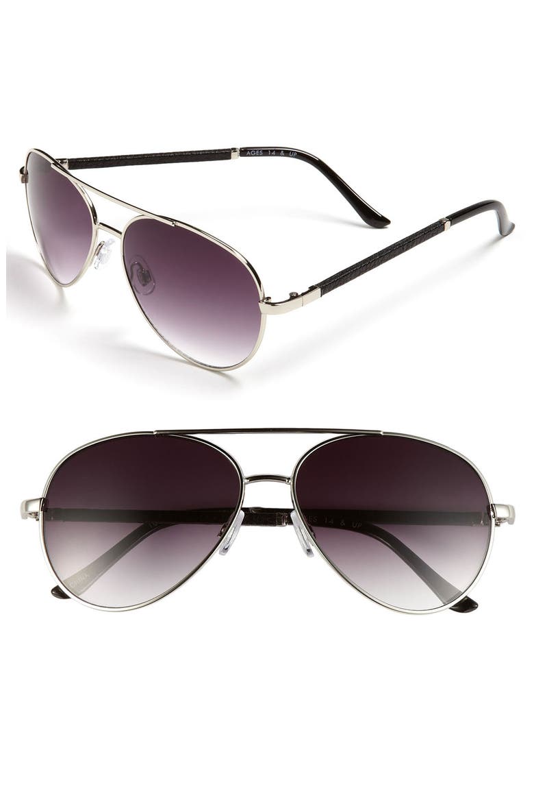 56mm Aviator Sunglasses, Main, color, SILVER SNAKE LEATHER