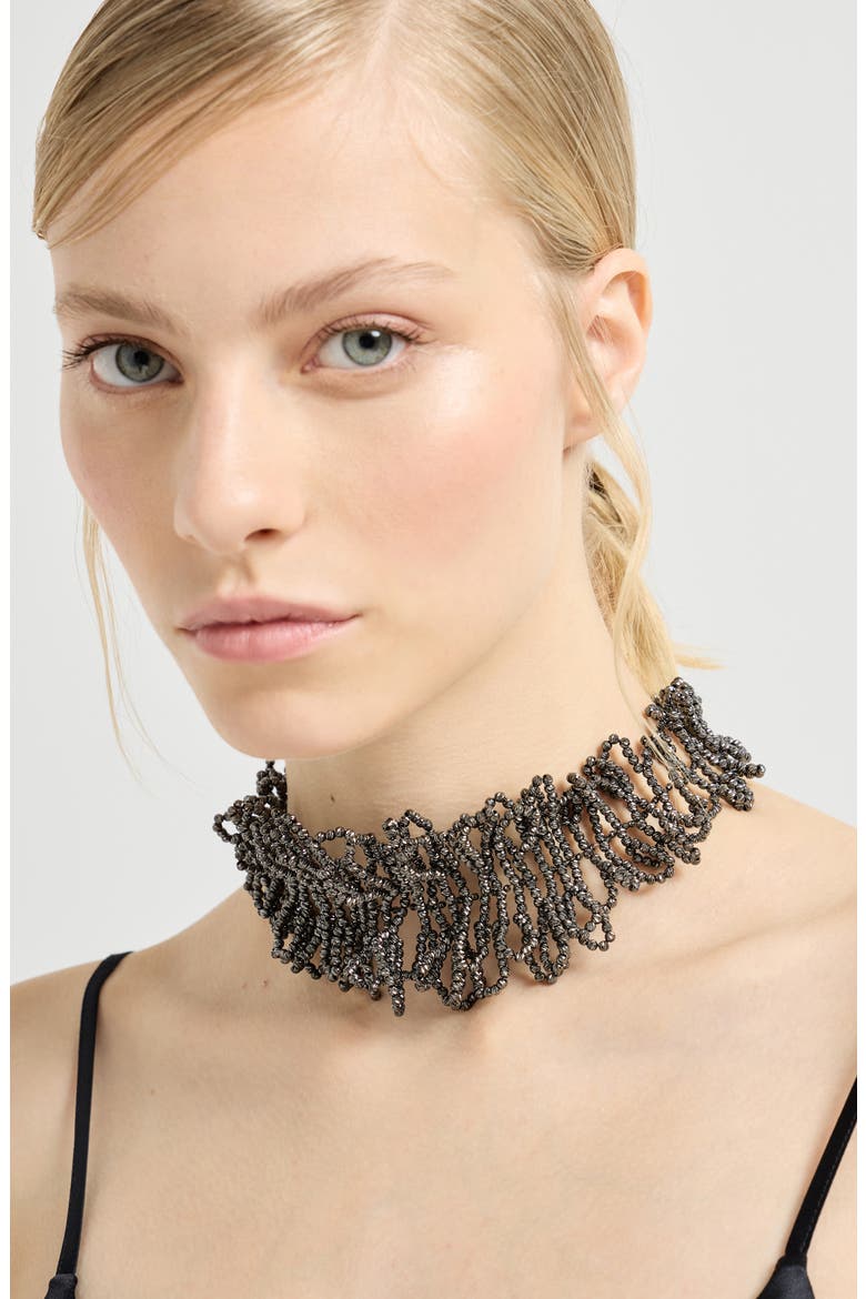 Sterling Silver choker, Alternate, color, Lignite Grey
