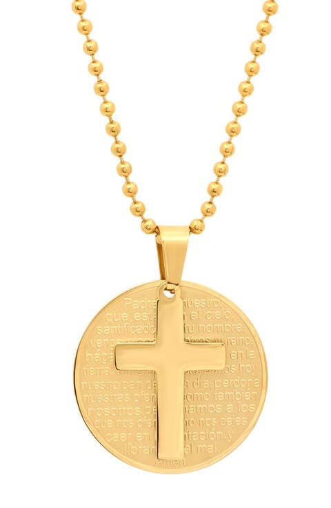 Spanish Lord's Prayer Medallion Pendant Necklace