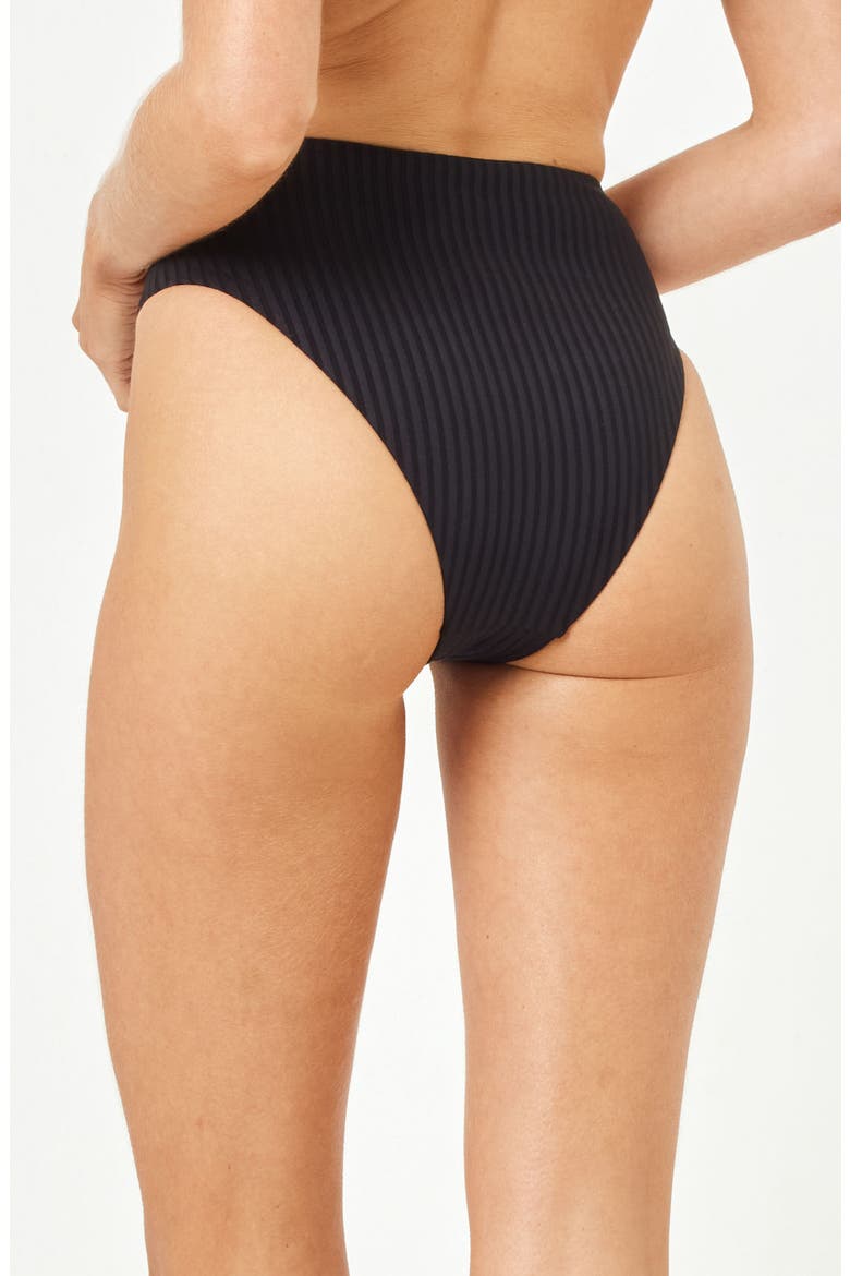 Savannah High Waist Bikini Bottoms, Alternate, color, BLACK