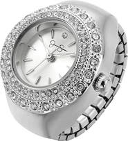 Jessica Simpson Miligrain Crystal Ring Watch, 22mm