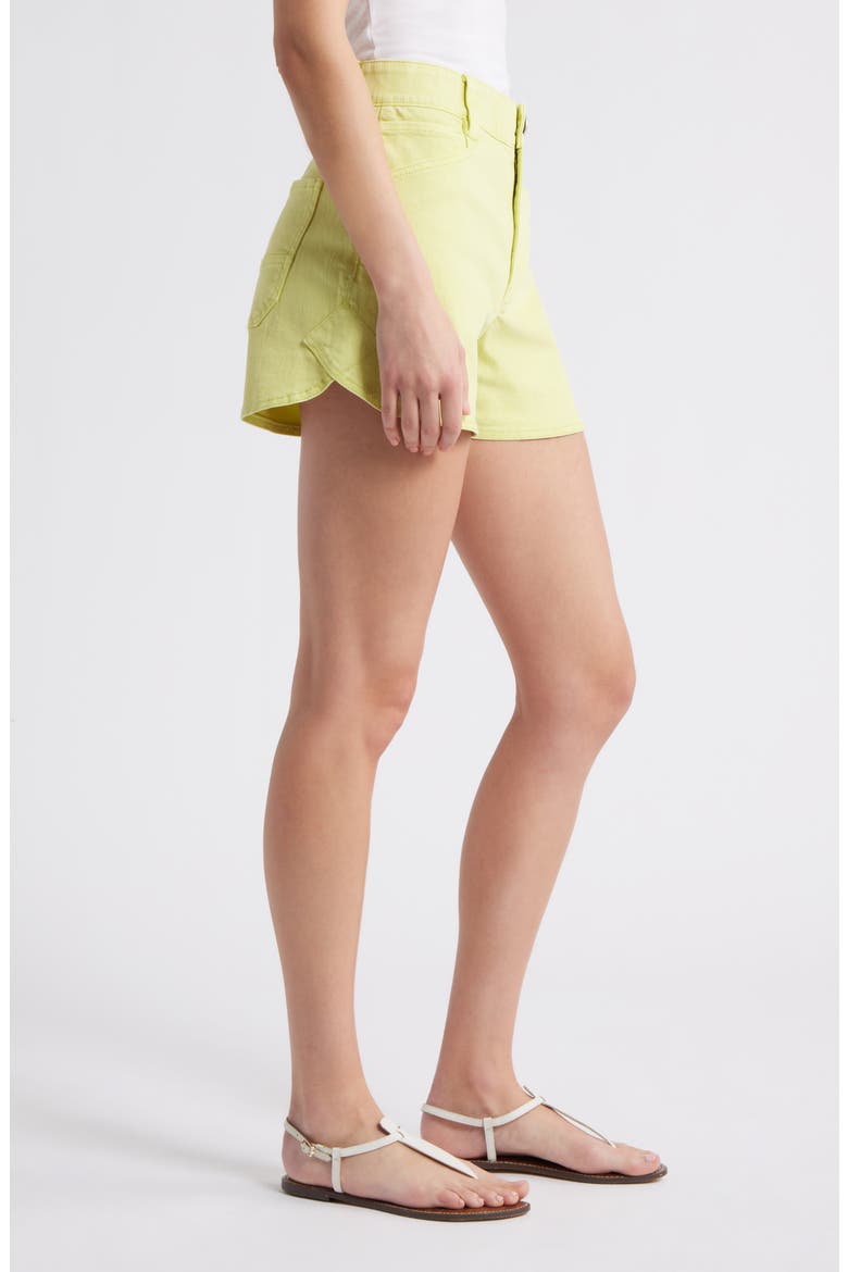 Skyrise Dolphin Hem Denim Shorts, Alternate, color, LM-LIME