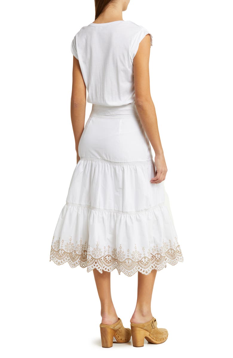 Veronica Beard Amaia Eyelet Detail Tiered Cotton Dress, Alternate, color, 