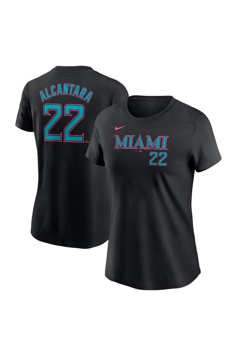Women's Nike Sandy Alcantara Black Miami Marlins 2025 City Connect Fuse Name & Number T-Shirt, Alternate, color, Black