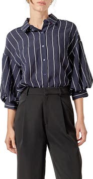 English Factory Stripe Balloon Sleeve Shirt