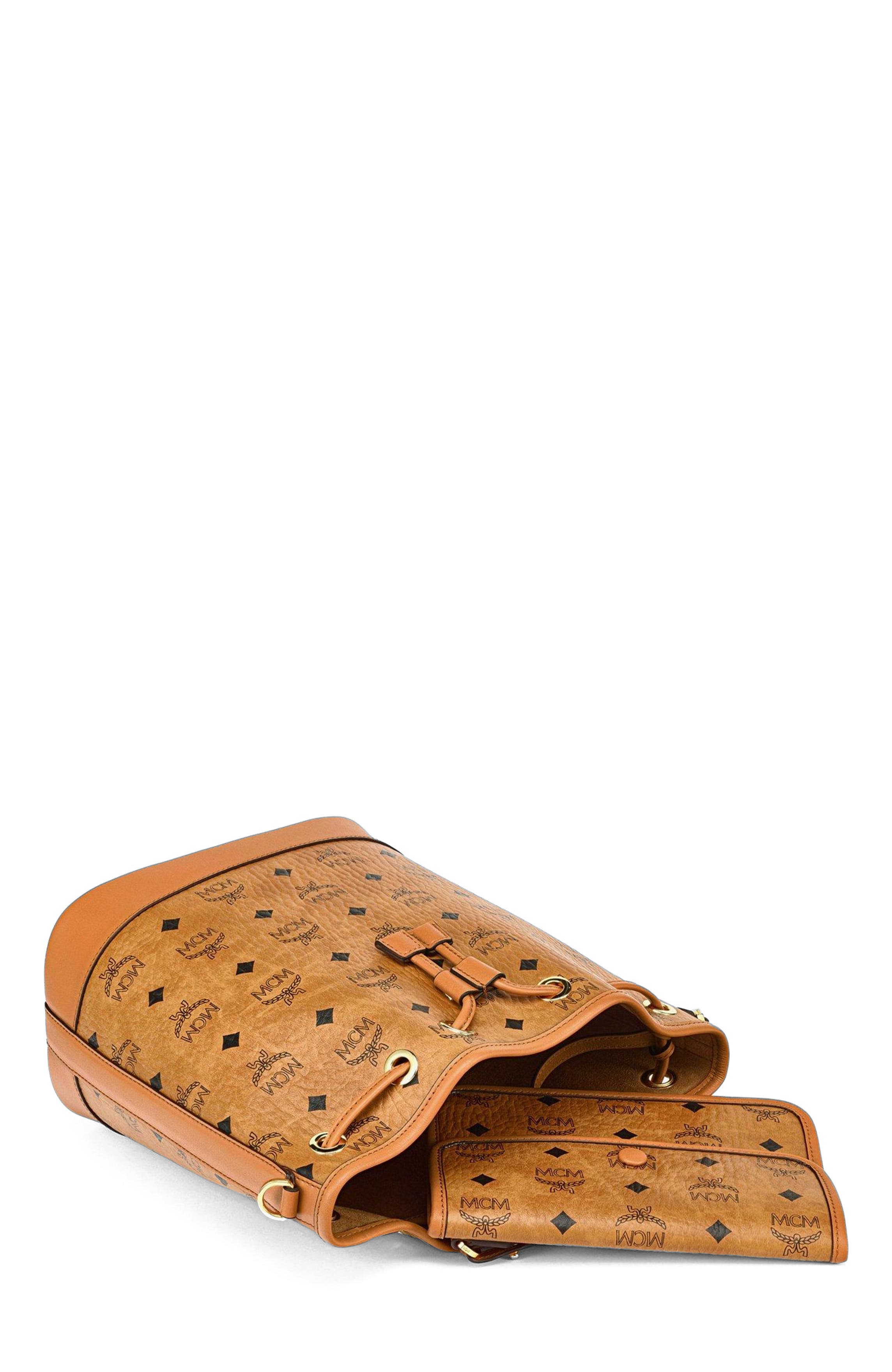 MCM Dessau Drawstring Bag in Visetos, Alternate, color, 