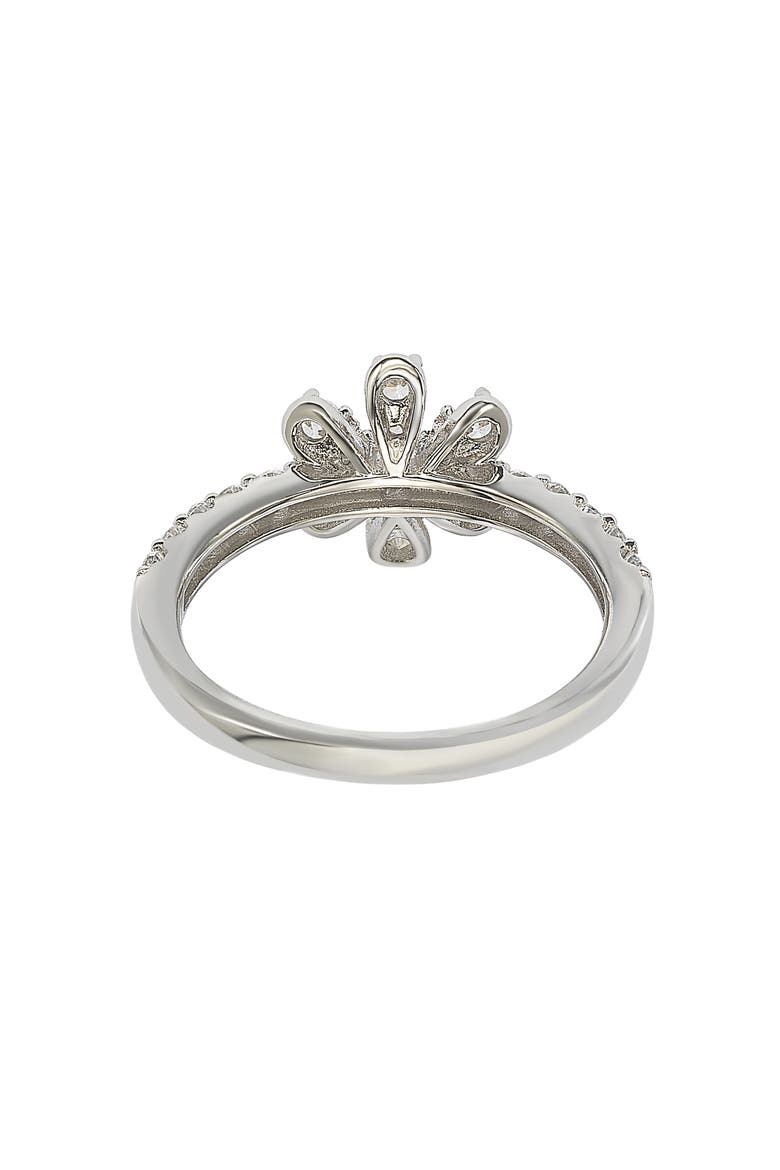 Pavé Cubic Zirconia Flower Ring, Alternate, color, WHITE