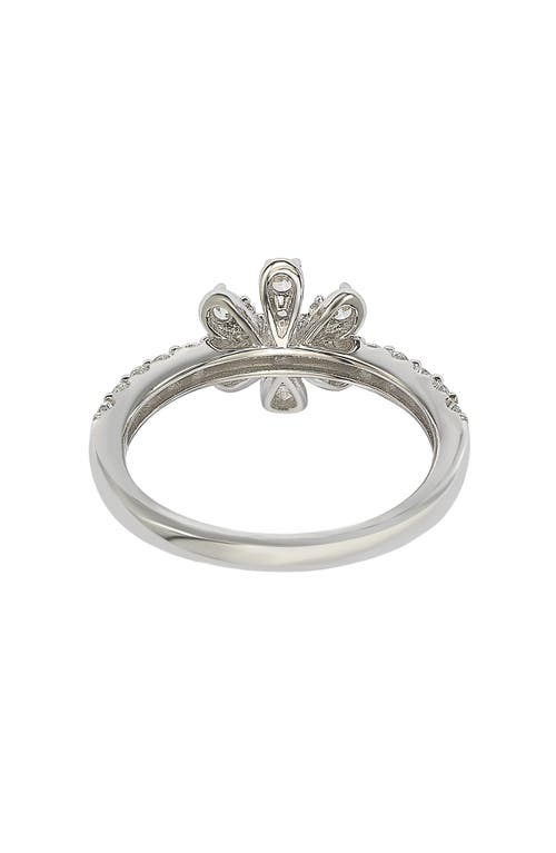 Suzy Levian Sterling Silver White Cubic Zirconia Flower Ring In Metallic