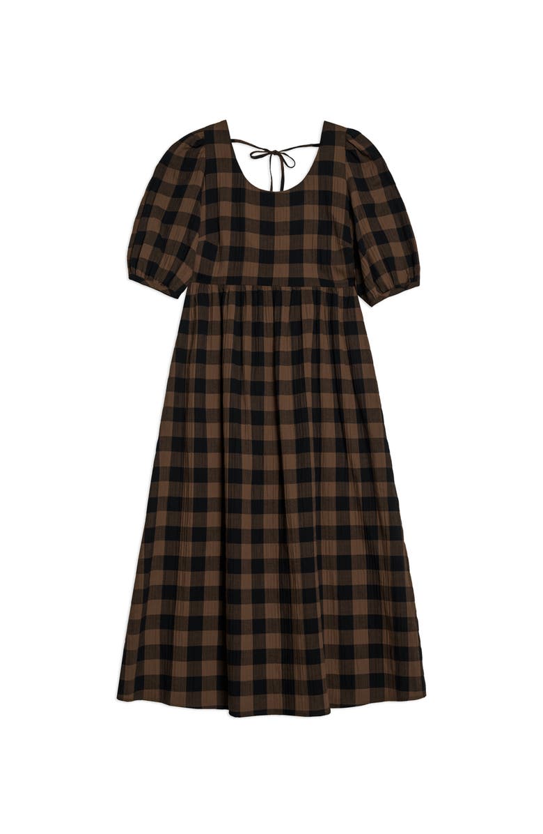 Albaray Large Gingham Iconic Midi Dress, Alternate, color, Chocolate