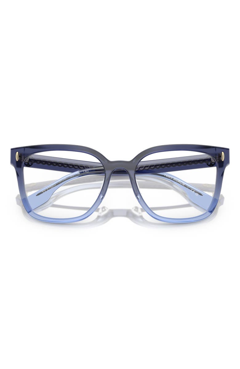 Tory Burch 53mm Square Optical Glasses, Alternate, color, Blue Gradient