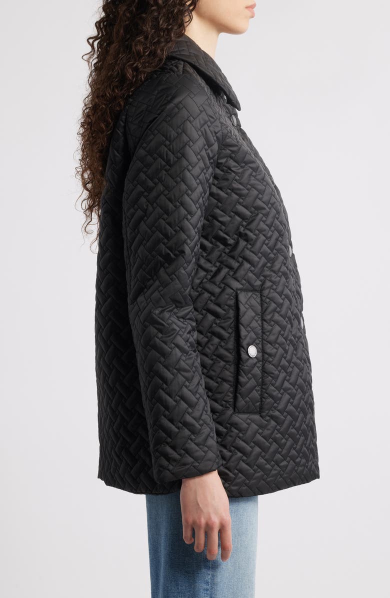 London Fog Water Resistant Quilted Jacket with Removable Hood, Alternate, color, Black