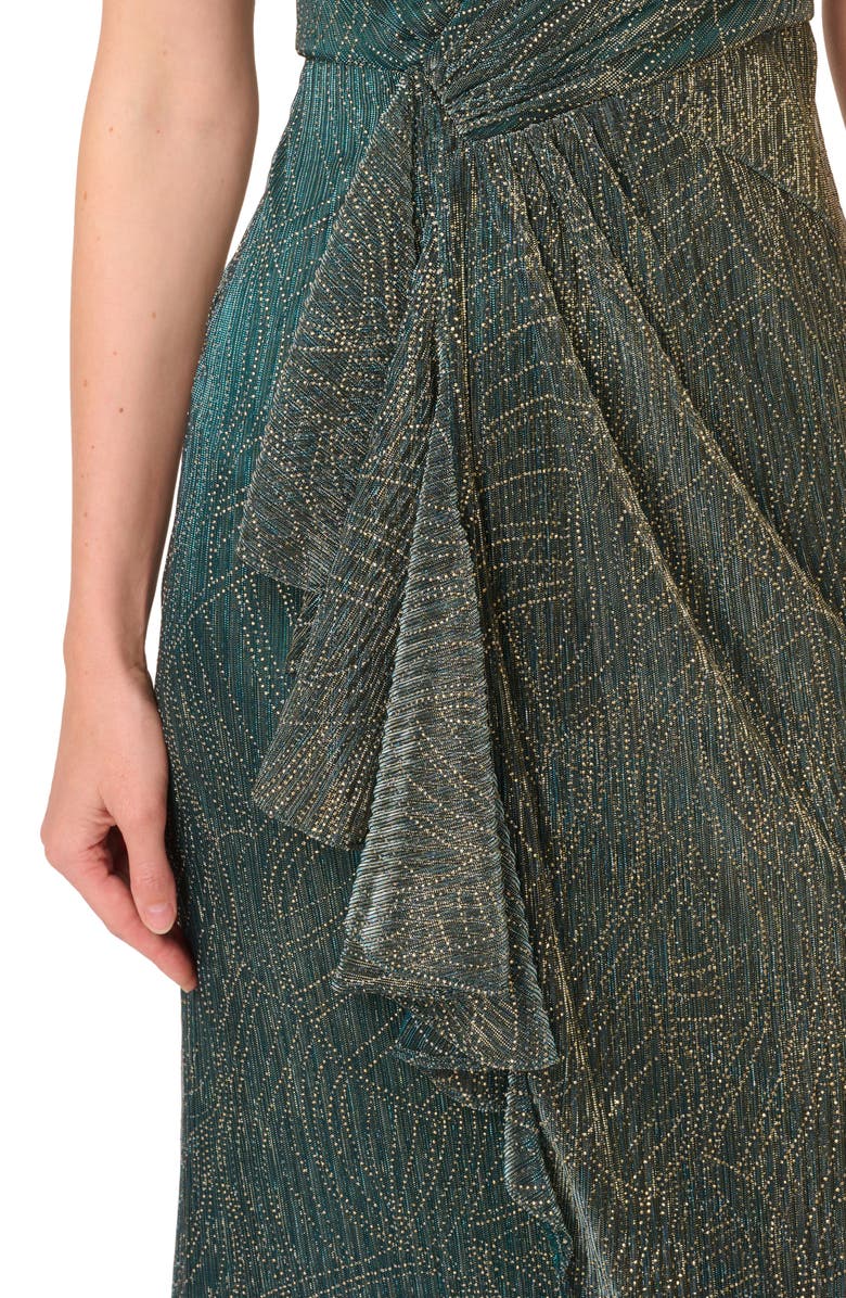 Adrianna Papell Metallic Sleeveless Mesh High/Low Gown, Alternate, color, 