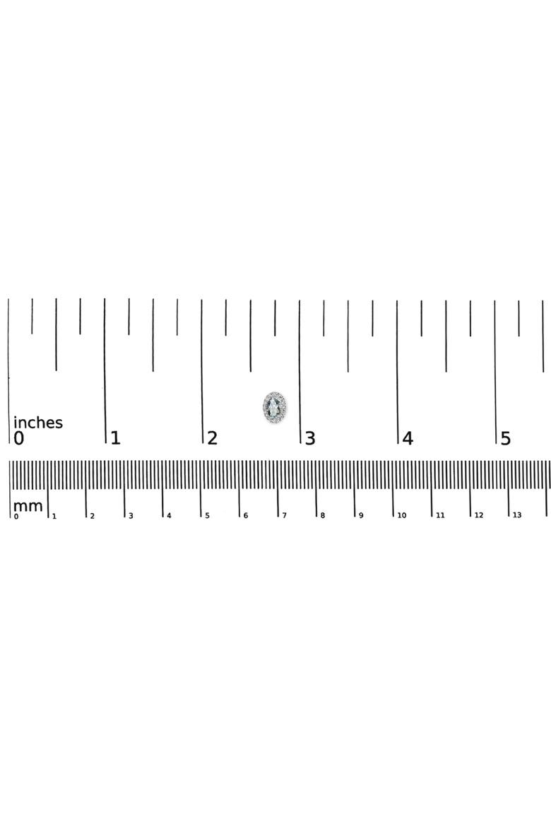 10K White Gold 5x3 MM Oval Cut Birthstone and Diamond Halo Stud Earrings, Alternate, color, Blue Aquamarine