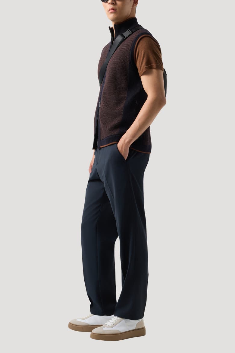 Enzo Knitted Vest, Alternate, color, Navy blue/brown
